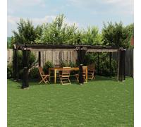 vidaXL Gazebo con Pareti in Rete Tortora 6x3 m in Acciaio, gazebo da esterno, padiglione, pergola, gazebo da patio, padiglione da giardino