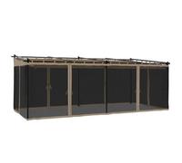 vidaXL Gazebo con Pareti in Rete Tortora 6x3 m in Acciaio, Gazebo da Esterno, Padiglione, pergola, Gazebo da Patio, Padiglione da Giardino