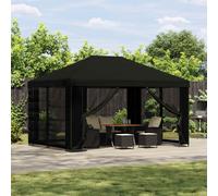 vidaXL Gazebo con pareti laterali 4 × 3 m Nero Poliestere e Acciaio