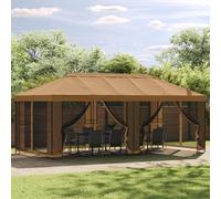 vidaXL Gazebo con pareti laterali 6 x 3 m Beige Poliestere e Acciaio