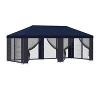 vidaXL Gazebo con pareti laterali 6 x 3 m Blu Poliestere e Acciaio 190, Set per gazebo da esterno, moderno e pratico, con pareti in rete, stile industriale, kit per riparo