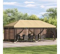 vidaXL Gazebo con pareti laterali 6 x 3 m Crema Poliestere e Acciaio, Gazebo per eventi in giardino e terrazza, moderno ombrello esterno, rifugio versatile, tende con pareti in rete