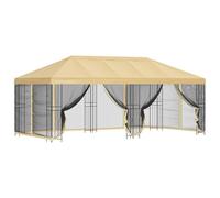 vidaXL Gazebo con pareti laterali 6 x 3 m Crema Poliestere e Acciaio, Gazebo per eventi in giardino e terrazza, moderno ombrello esterno, rifugio versatile, tende con pareti in rete
