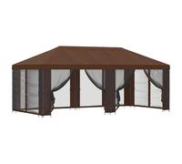 vidaXL Gazebo con pareti laterali 6 x 3 m Marrone Poliestere e Acciaio, Set per gazebo da esterno, moderno e pratico, con pareti in rete, stile industriale, kit per riparo