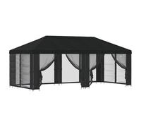 vidaXL Gazebo con pareti laterali 6 x 3 m Nero Poliestere e Acciaio, Set per gazebo da esterno, moderno e pratico, con pareti in rete, stile industriale, kit per riparo