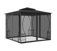 vidaXL Gazebo con Rete 300x300x265 cm Antracite