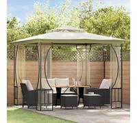 vidaXL Gazebo con Rete 300x300x265 cm Crema