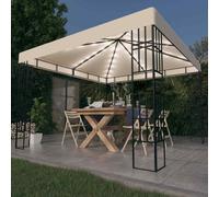 vidaXL Gazebo con Stringa di Luci LED 3x3 m Crema