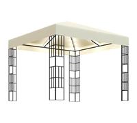vidaXL Gazebo con Stringa di Luci LED 3x3 m Crema