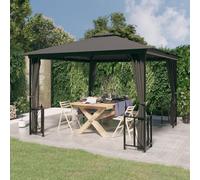 vidaXL Gazebo con Teli Laterali e Doppio Tetto 3x3 m Antracite