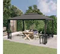 Gazebo con teli laterali e doppio tetto 3x4 m antracite