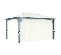 vidaXL Gazebo con Tenda 400 x 300 cm Crema Alluminio