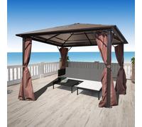 vidaXL Gazebo con Tenda Marrone in Alluminio 300 x 300 cm