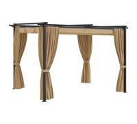 Gazebo con tende 3x3 cm grigio talpa in acciaio