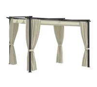 vidaXL Gazebo con Tende 3x3 m Crema in Acciaio