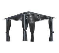 VIDAXL - Gazebo con Tende e Luci LED 300x300 cm Antracite in Alluminio