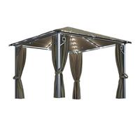VIDAXL - Gazebo con Tende e Luci LED 300x300 cm Grigio Talpa Alluminio