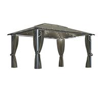 vidaXL Gazebo con Tende e Luci LED 400x300 cm Grigio Talpa Alluminio