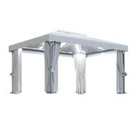 vidaXL Gazebo con Tende e Stringa di Luci LED 4x3 m Bianco Crema