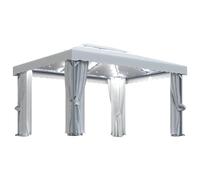 vidaXL Gazebo con Tende e Stringa di Luci LED 4x3 m Bianco Crema