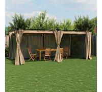 vidaXL Gazebo con Tende Tortora 6x3 m in Acciaio, Gazebo da Esterno, Padiglione, pergola, Gazebo da Patio, Padiglione da Giardino, Gazebo a tettoia
