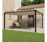 vidaXL Gazebo con Tetto a Lamelle 3x4 m in Tessuto Tortora e Alluminio