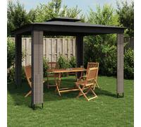 vidaXL Gazebo con Tetto Doppio Antracite 2,94x2,94 m in Acciaio