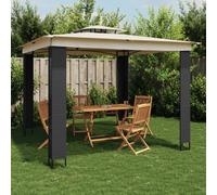 vidaXL Gazebo con Tetto Doppio Crema 2,94x2,94 m in Acciaio