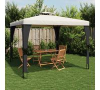 vidaXL Gazebo con Tetto Doppio Crema 2,98x2,98 m in Acciaio