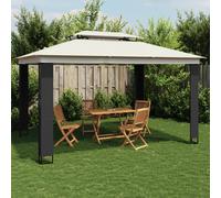 vidaXL Gazebo con Tetto Doppio Crema 3,94x2,96 m in Acciaio