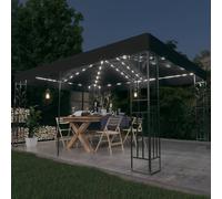 vidaXL Gazebo con Tetto Doppio e Luci LED 3x4 m Antracite