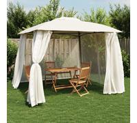 vidaXL Gazebo con Tetto Doppio e Pareti Rete Crema 2,93x2,93 m Acciaio