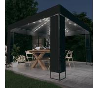 Gazebo con tetto doppio e stringa di luci led 3x3 m antracite