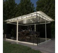 vidaXL Gazebo con Zanzariera e Luci LED 4x3x2,73 m Crema