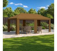 vidaXL Gazebo da giardino 6 x 3 m Tortora Poliestere e Acciaio 190 gsm