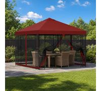 vidaXL Gazebo da giardino con pareti laterali, 3 x 3 m, colore bordeaux, per giardino e terrazza, elegante gazebo per esterni, protezione solare, gazebo per eventi, ombra urbana