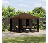 Gazebo da giardino con pareti laterali 3 x 3 m Marrone