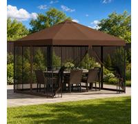 vidaXL Gazebo da giardino con pareti laterali 3 x 3 m Marrone, Giardino e Terrazza, Gazebo Elegante all'Aperto, Tenda Sole, Padiglione per Eventi, Ombra Design Industriale