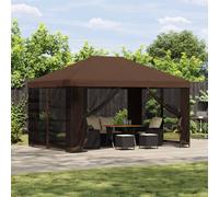 Gazebo da giardino con pareti laterali 4 × 3 m Marrone