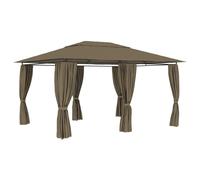vidaXL Gazebo da Giardino con Tende 4x3 m Grigio Talpa 180 g/m²