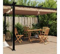 vidaXL Gazebo da Giardino con Tetto Retrattile Tortora 3x6 m Alluminio