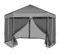vidaXL Gazebo da Giardino Pieghevole Esagonale Pop-up 6 Pareti Grigio Tenda