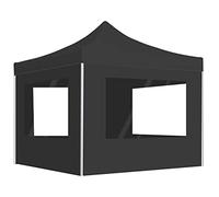 vidaXL Gazebo Pieghevole Classico con Pareti Impermeabile Tenda Party Eventi Tendone da Giardino in Lega Alluminio Tessuto Oxfort PVC 3x3m Antracite