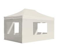 vidaXL Gazebo Pieghevole Classico Elegante Impermeabile Tenda Party Eventi Tendone da Giardino in Lega Alluminio Tessuto Oxfort PVC 4,5x3 m Crema