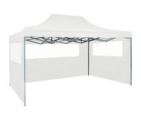 vidaXL Gazebo Professionale Pieghevole 3 Pareti 3x4m Acciaio Bianco
