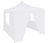 vidaXL Gazebo Professionale Pieghevole 4 Pareti 3x3 m Acciaio Bianco