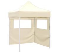 vidaXL Gazebo Professionale Pieghevole con 2 Pareti 2x2m Acciaio Crema