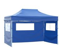 VIDAXL - Gazebo Professionale Pieghevole Con 3 Pareti 3x4m Acciaio Blu