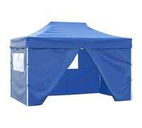 vidaXL Gazebo Professionale Pieghevole con 4 Pareti 3x4m Acciaio Blu