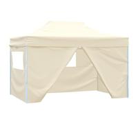 vidaXL Gazebo Professionale Pieghevole con 4 Pareti 3x4m Acciaio Crema